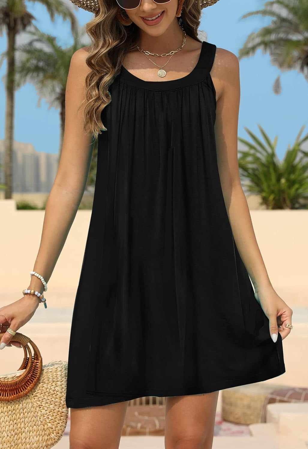 Women'S Bathing Suit Cover up Sleeveless Halter Floral Beach Swimsuit Coverup Dress