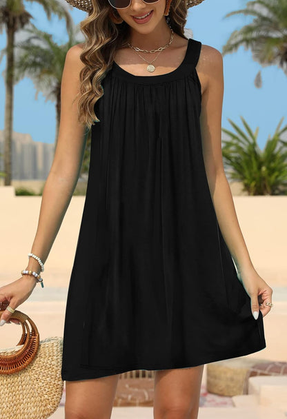 Women'S Bathing Suit Cover up Sleeveless Halter Floral Beach Swimsuit Coverup Dress